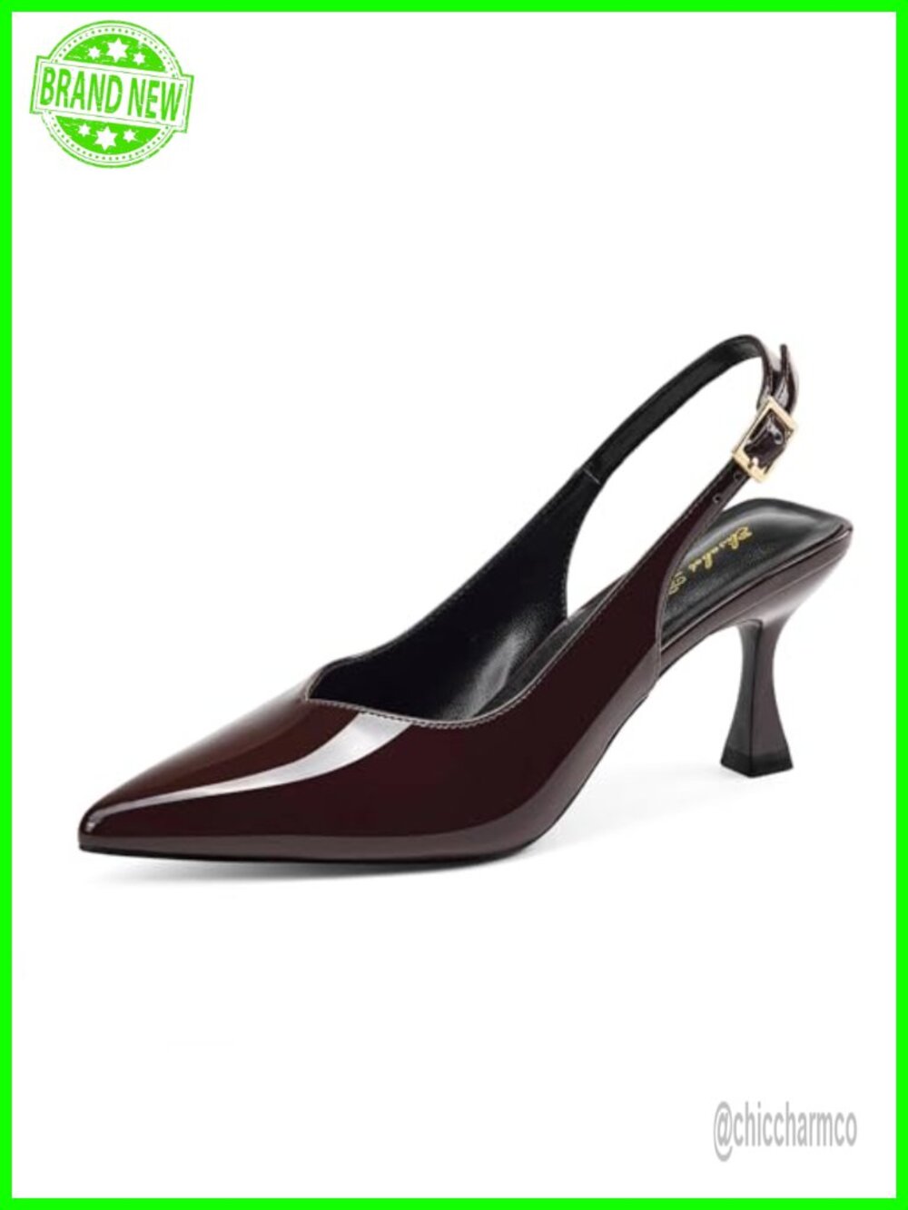 Kitten Heel Slingback Pumps Pointed Toe 3" Dressy Wedding Party Shoes